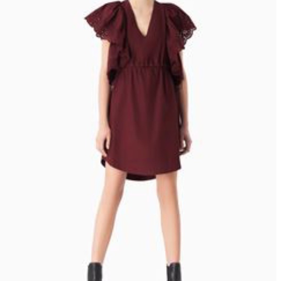 See By Chloe Burgundy Cotton Mini Dress Size 4 NWT - Picture 1 of 10